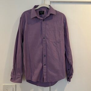 Nordstrom men’s shop purple trim fit dress shirt with front pocket.